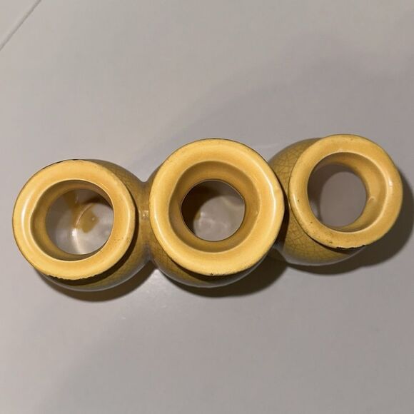 Vintage Triple Vase Decor Crackled Gold Brown Distressed - Picture 5 of 6